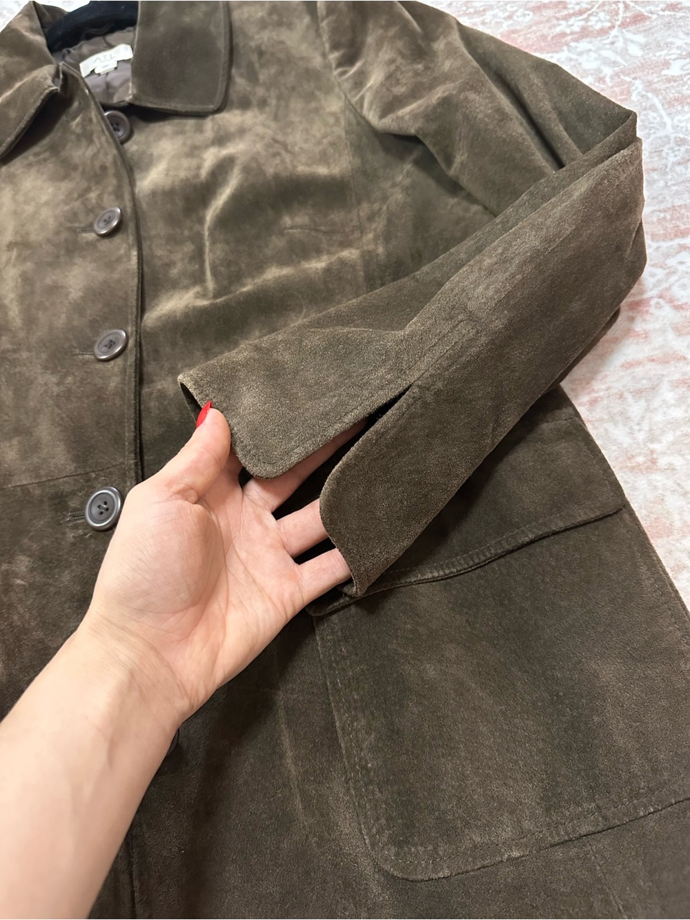 Vintage 🤎 100% Genuine Suede Trench Coat - Picture 9 of 11